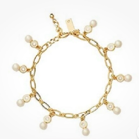 KATE SPADE NEW YORK Vintage Pearly Delight Charm Crystal Chain Bracelet - Picture 1 of 3